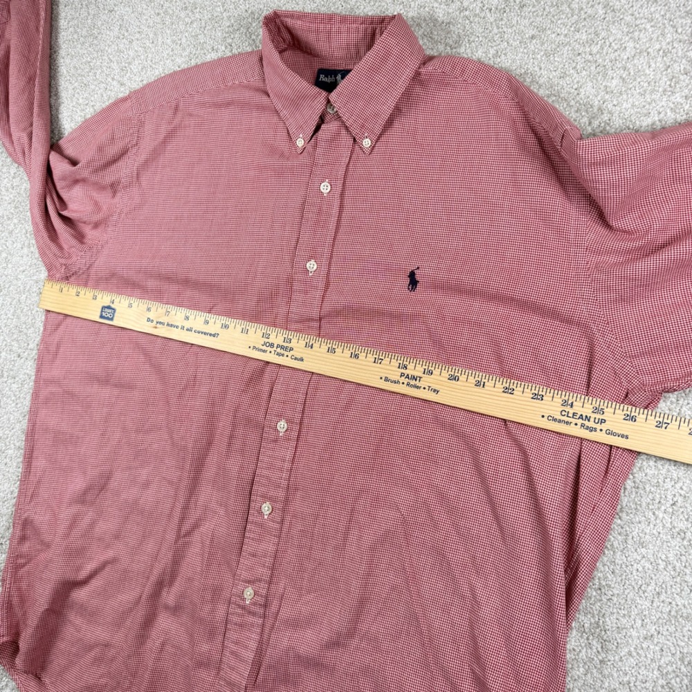 Ralph Lauren Button Down Shirt Mens L Red Houndstooth Blake Cotton Long Sleeve - Picture 4 of 6